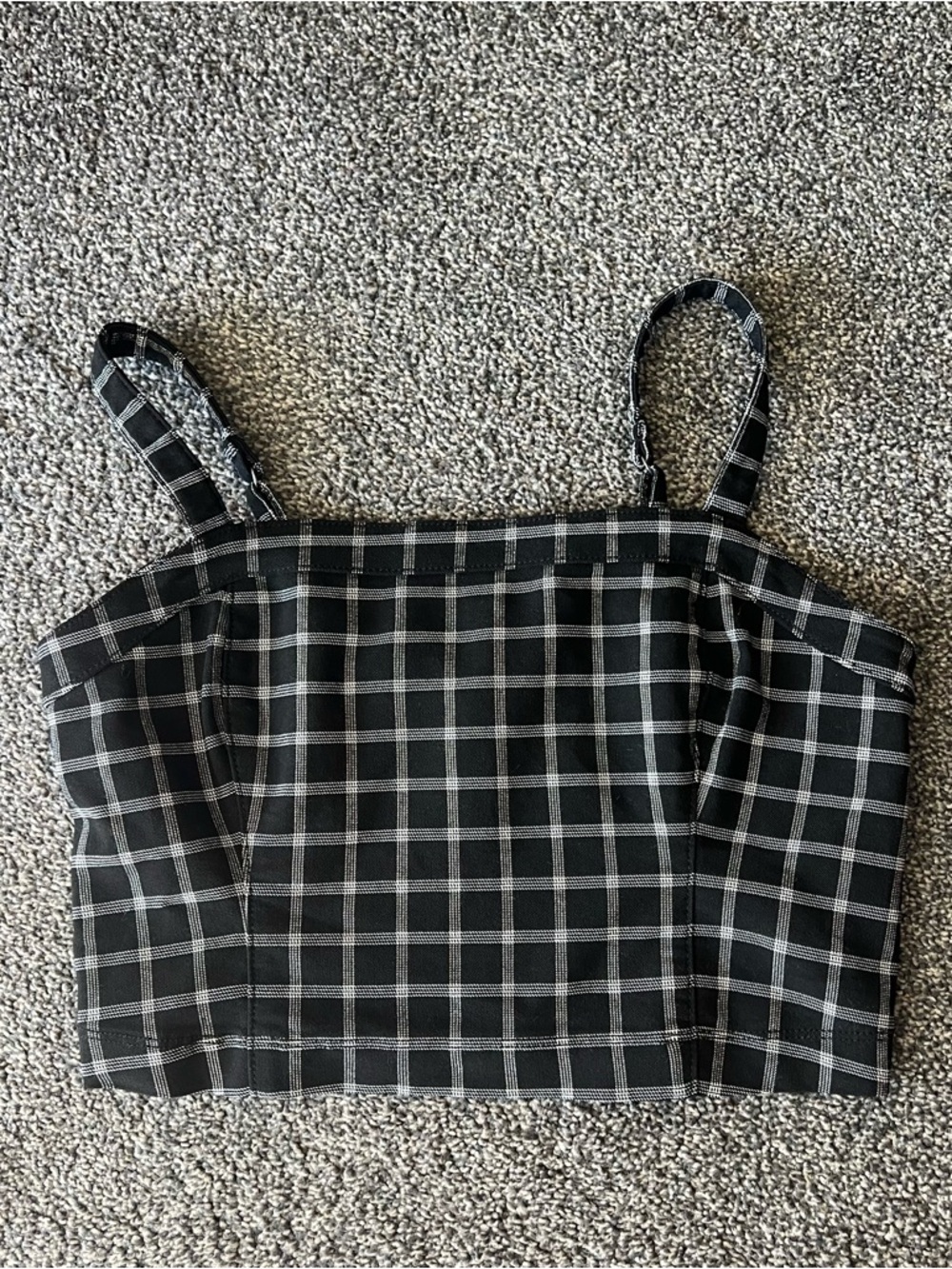 Hollister Black Plaid Square-Neck Crop Top